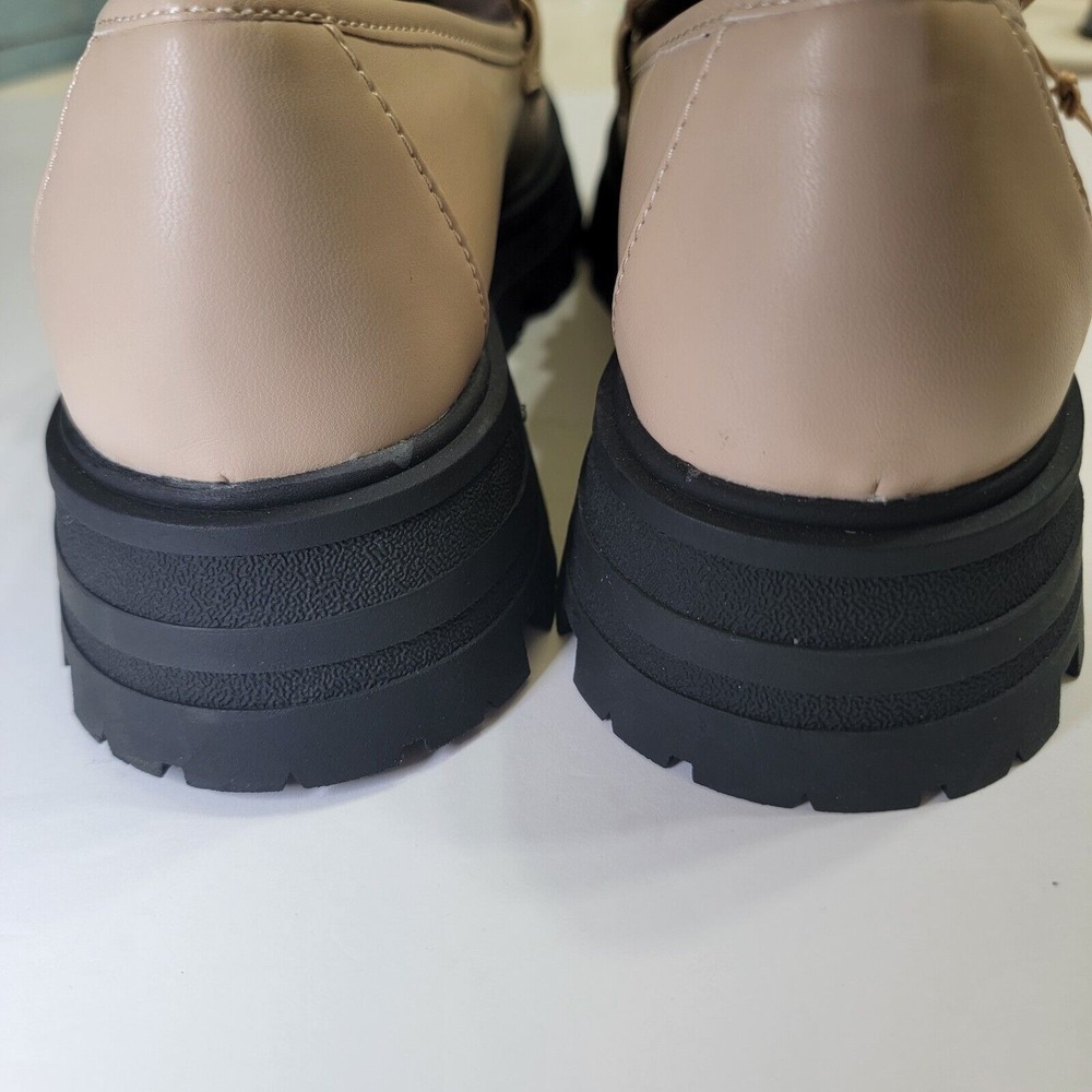 NEW MIA Beige Bronze Chain Slip-On Oxford Chunky Platforms Preppy 8.5 Y2K Academ - Picture 11 of 16